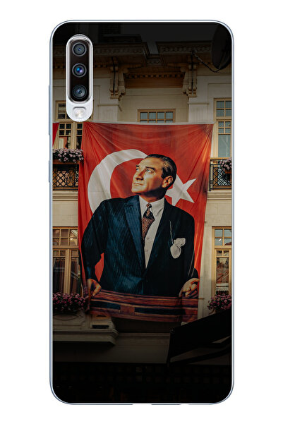 TechTree حافظة سيليكون متوافقة مع هاتف سامسونج جالاكسي A50-A30S بتفاصيل العلم...