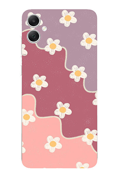 TechTree حافظة سيليكون متوافقة مع هاتف سامسونج جالاكسي A05 بلون الورد المجفف والليلكي المموج مطبوع