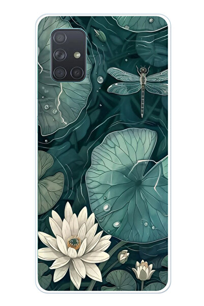 TechTree حافظة سيليكون متوافقة مع هاتف سامسونج جالاكسي A71 باللون الأخضر على ...