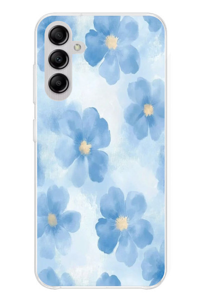 TechTree حافظة سيليكون متوافقة مع هاتف سامسونج جالاكسي A14 باللون الأزرق مطبوع