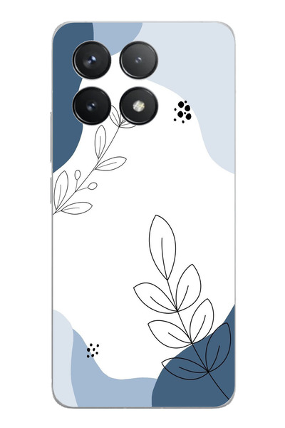 TechTree Poco F6 Pro Compatible Blue Tranquility Shapes and Botanical Lines P...