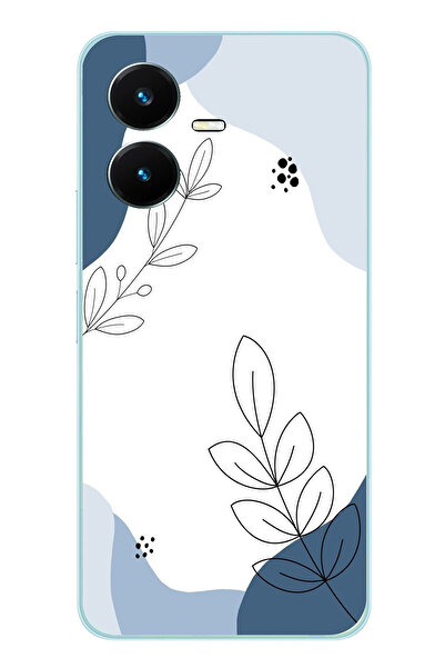 TechTree حافظة سيليكون متوافقة مع هاتف Vivo Y22 ذات أشكال هادئة زرقاء وخطوط ن...