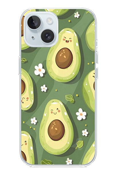 TechTree حافظة سيليكون متوافقة مع هاتف iPhone 15 باللون الأخضر اللطيف والأفوك...