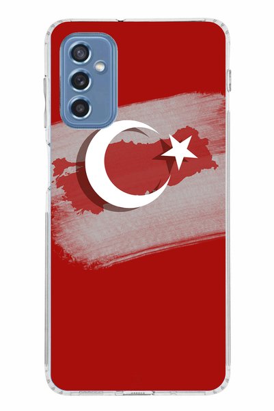 TechTree جراب سيليكون متوافق مع هاتف Samsung Galaxy M52 مع خريطة تركيا وعلم ت...