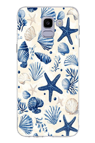 TechTree حافظة سيليكون مطبوع متوافقة مع هاتف سامسونج جالاكسي J6 بنمط الصدف ال...