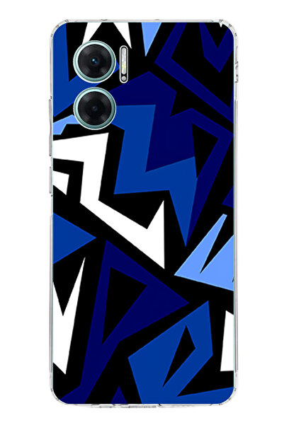 TechTree Redmi Note 11E Compatible Modern Blue Geometric Mosaic Printed Silic...