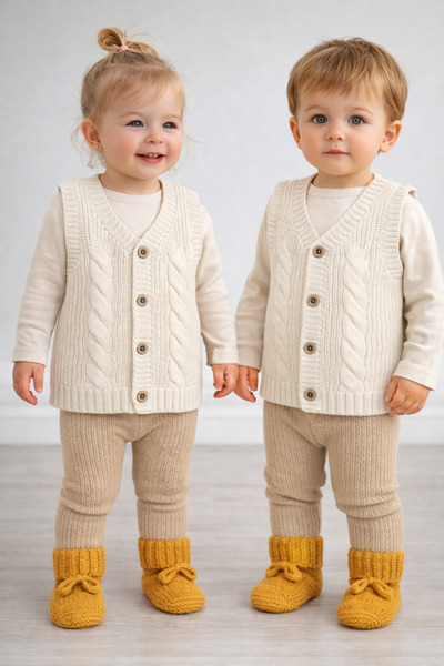 Nimini Kids New Season Soft Knitted Patterned Knitwear Unisex Baby Kids Vest (0-8 Years)