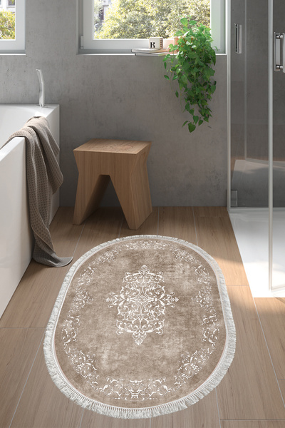 KAYABEY HOME Eko Trend Djt Banyo Paspası Yıkanabilir Kaymaz Taban 616 Oval Kl...