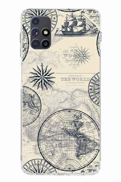 TechTree حافظة سيليكون متوافقة مع هاتف سامسونج جالاكسي M51 تحمل خريطة العالم ...