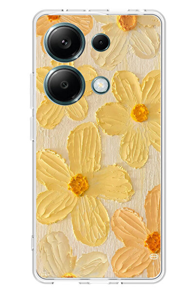 TechTree حافظة سيليكون متوافقة مع هاتف Redmi Note 13 PRO 4G بلون أصفر ديزي مطبوع