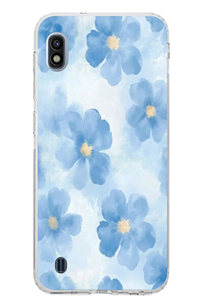 TechTree حافظة سيليكون متوافقة مع هاتف سامسونج جالاكسي A10 باللون الأزرق مطبوع