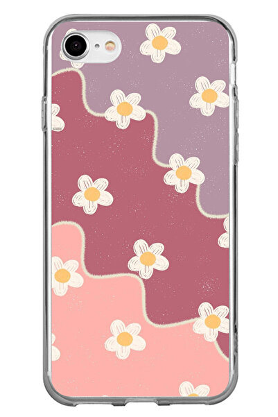 TechTree iPhone 7-8-Se 2020 Compatible Dusty Rose and Lilac Tone Wavy Daisy P...