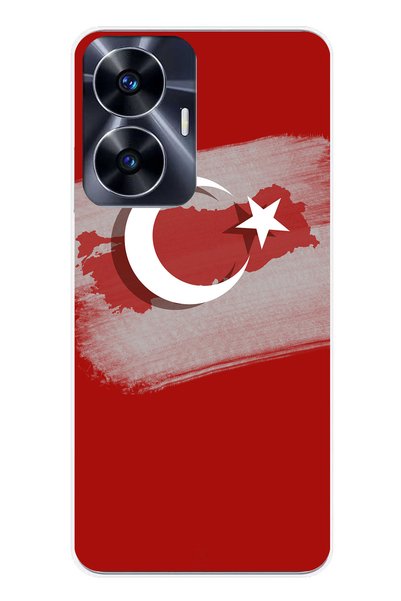 TechTree Realme C55 Compatible Turkey Map Detailed Turkish Flag Printed Silic...