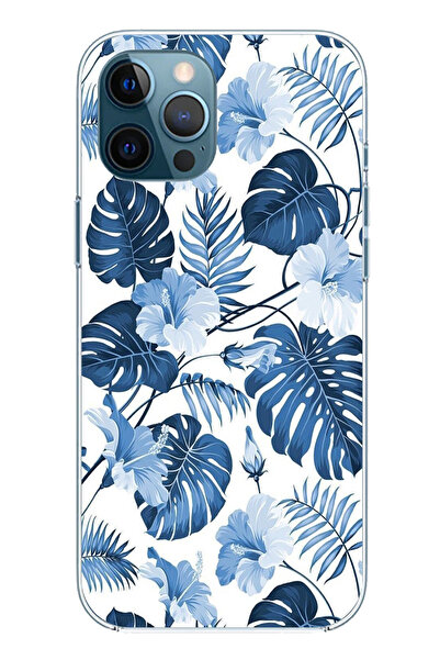 TechTree حافظة سيليكون مطبوع متوافقة مع هاتف iPhone 12 PRO MAX بنمط أوراق الش...