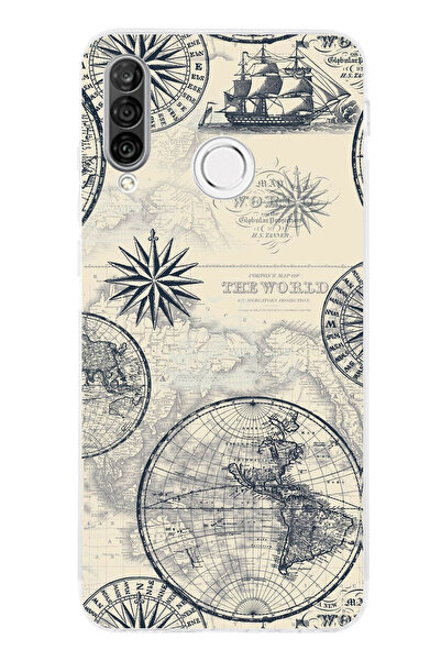 TechTree حافظة سيليكون متوافقة مع هاتف Huawei P30 Lite وخرائط العالم القديمة ...