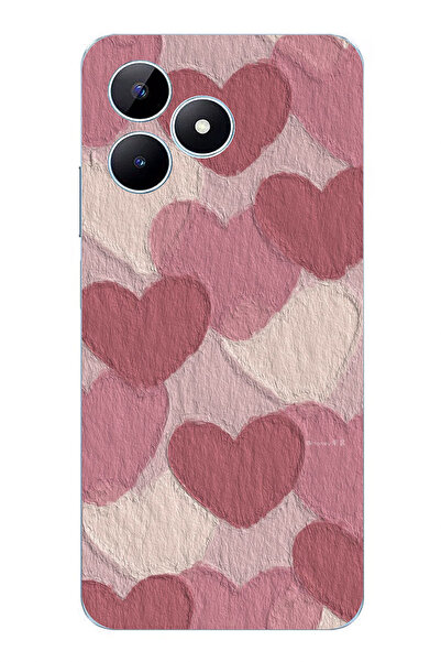 TechTree حافظة سيليكون مطبوع متوافقة مع هاتف Realme Note 50 بلون وردي باستيل ...