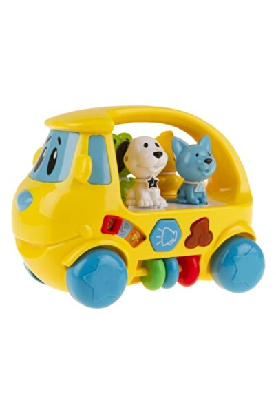 OEM Jucărie interactivă, Autobuz cu animale, Lumini și sunete, Galben