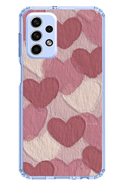 TechTree حافظة سيليكون متوافقة مع هاتف سامسونج جالاكسي A33 باللون الوردي الباستيل والقلب الوردي مطبوع