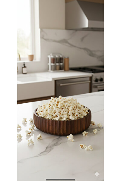 İthal وعاء منحني من خشب الأكاسيا مقاس 19 سم لتقديم السلطة والرقائق والبطاطس المقلية والخبز والفواكه