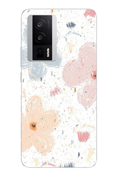 TechTree Printed Silicone Case with Pastel Abstract Flower and Smudge Pattern...