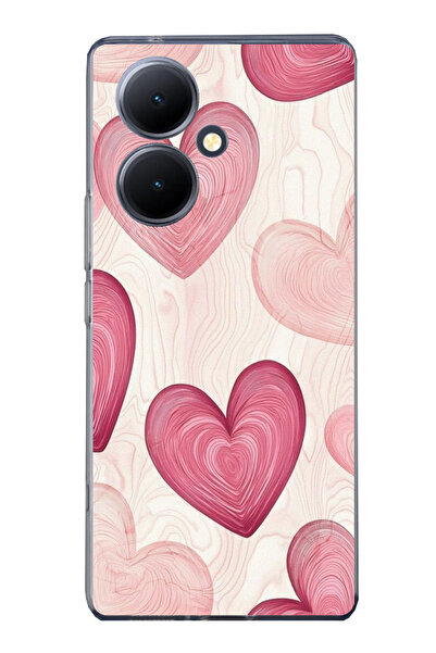 TechTree حافظة سيليكون متوافقة مع هاتف Vivo V29 Lite 5G باللون الوردي الخطوي ...