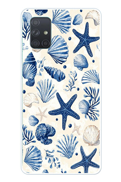 TechTree حافظة سيليكون مطبوع متوافقة مع هاتف سامسونج جالاكسي A71 بنمط الصدف ا...