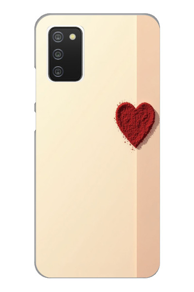 TechTree حافظة سيليكون متوافقة مع هاتف سامسونج جالاكسي A02S باللون الأحمر على خلفية كريمية مطبوع