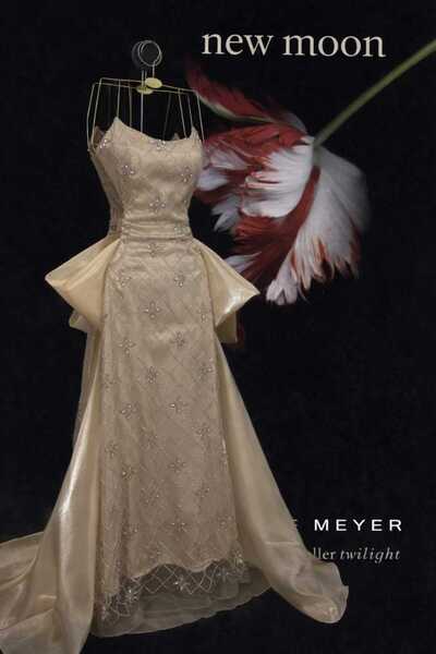 New Moon Light lemon embroidered dress with luxurious rouge bow