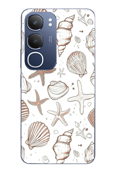 TechTree حافظة سيليكون مطبوع متوافقة مع Vivo Y19s مع نجم البحر البني والصدف