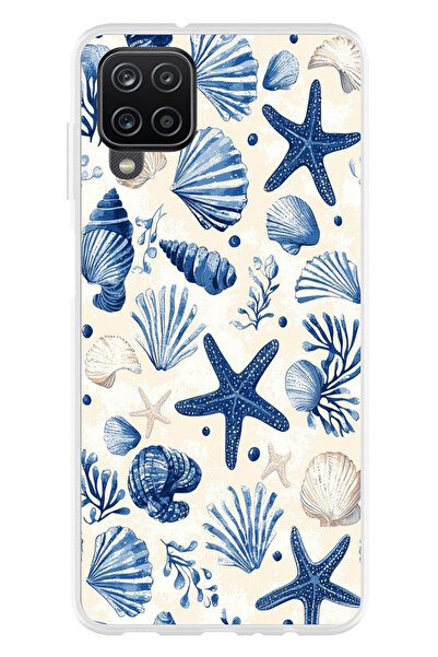 TechTree Printed Silicone Case Compatible with Samsung Galaxy A22-M22-M32 with Blue Sea Shell and Star Pattern