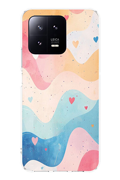 TechTree حافظة سيليكون متوافقة مع هاتف Xiaomi Mi 13 بألوان باستيل ومموجة وقلب...