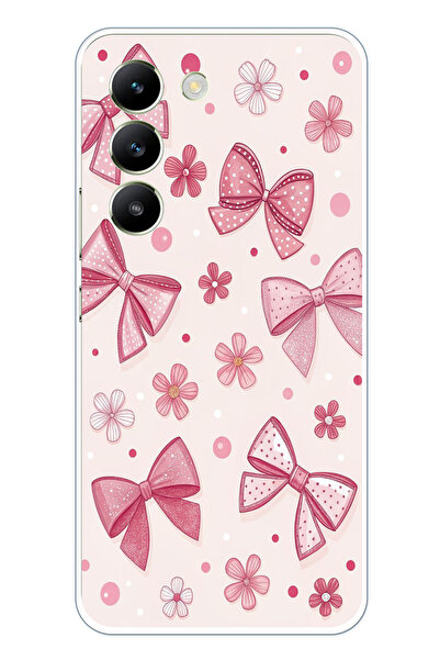 TechTree حافظة سيليكون متوافقة مع هاتف Vivo V30 Lite، وردية اللون، على شكل في...