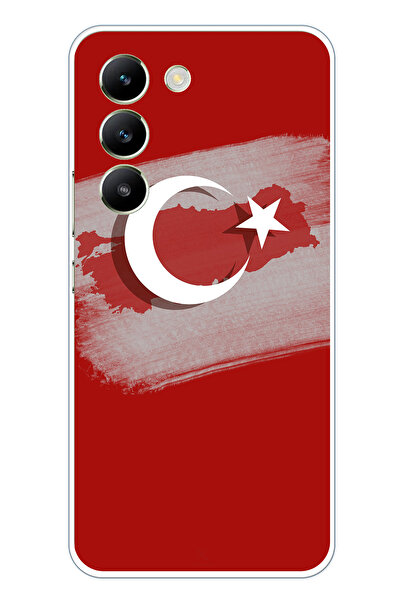 TechTree حافظة سيليكون متوافقة مع هاتف Vivo V30 Lite مع خريطة تركيا وعلم تركي...