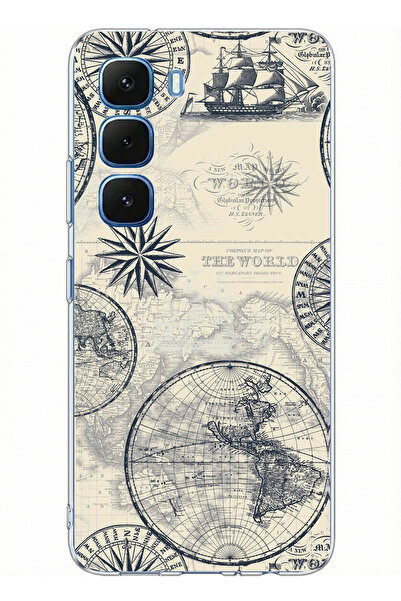 TechTree حافظة سيليكون متوافقة مع Infinix Hot 60-60i تحتوي على خريطة العالم ا...