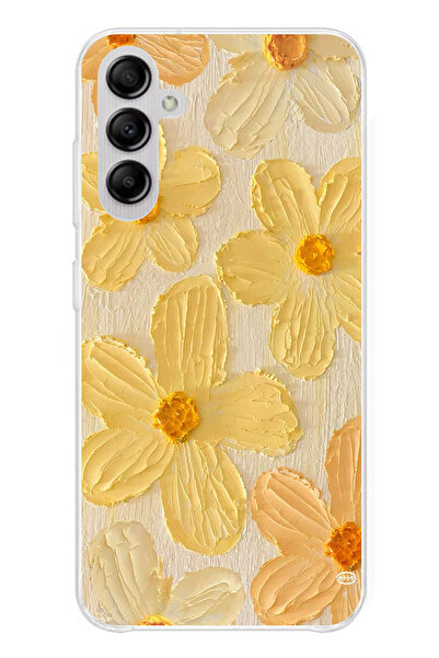 TechTree حافظة سيليكون متوافقة مع هاتف سامسونج جالاكسي A14 بلون أصفر ديزي مطبوع