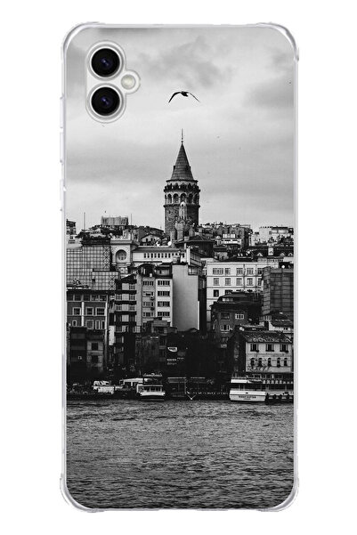 TechTree جراب سيليكون متوافق مع هاتف سامسونج جالاكسي A04 مع مناظر برج غالاتا ...