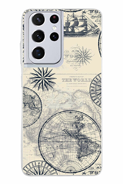 TechTree حافظة سيليكون متوافقة مع هاتف سامسونج جالاكسي S21 ULTRA، خريطة العال...