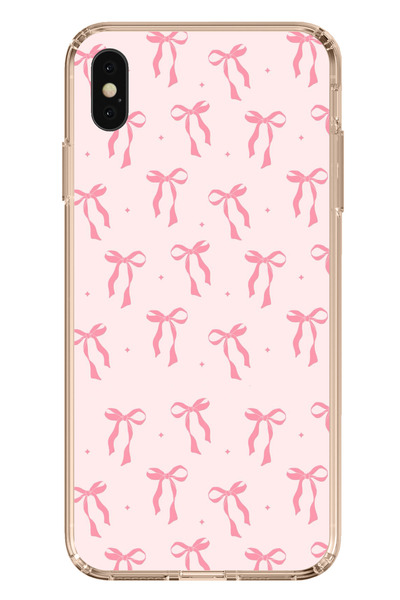 TechTree iPhone XS Max Compatible Soft Pink Bow Patterned Printed Silicone Case