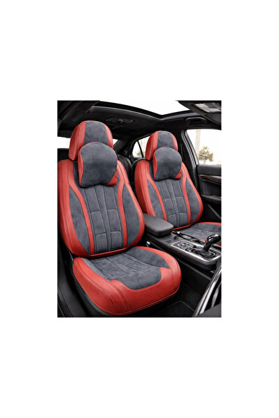 Lumi LUXURY Universal split car seat covers 9D Premium front and back red ant...