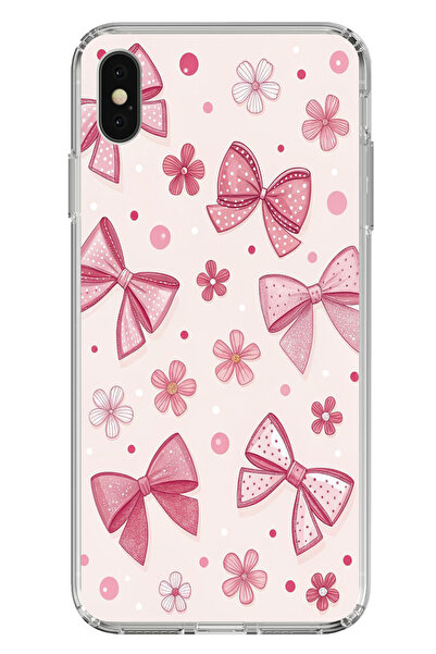 TechTree حافظة سيليكون متوافقة مع هاتف iPhone X-XS باللون الوردي، على شكل زهر...