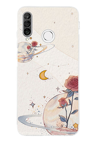 TechTree حافظة سيليكون متوافقة مع هاتف هواوي بي 30 لايت، بتصميم كوكب ونجمة وو...