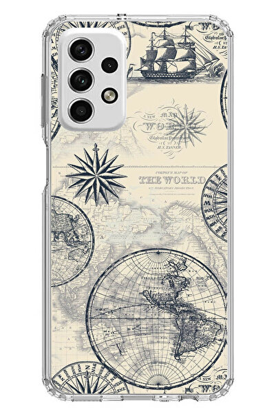 TechTree حافظة سيليكون متوافقة مع هاتف سامسونج جالاكسي A73 تحمل خريطة العالم ...