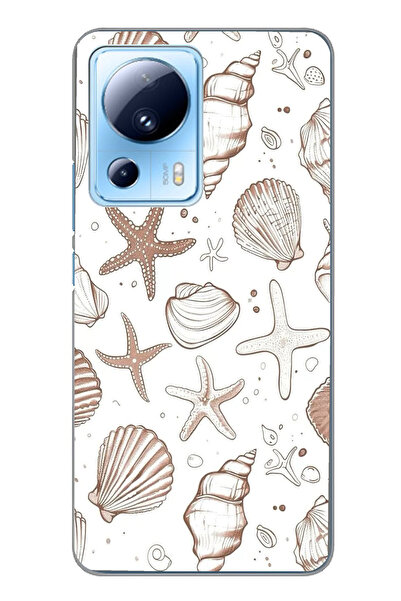 TechTree حافظة سيليكون مطبوع متوافقة مع هاتف Xiaomi Mi 13 Lite باللون البني و...