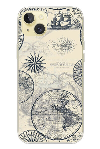 TechTree حافظة سيليكون متوافقة مع هاتف iPhone 15 PLUS تحتوي على خريطة العالم ...