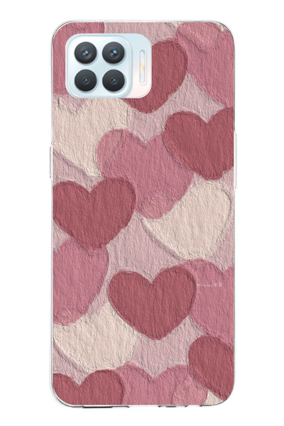 TechTree حافظة سيليكون مطبوع متوافقة مع هاتف OPPO Reno 4 Lite مع لون وردي باس...