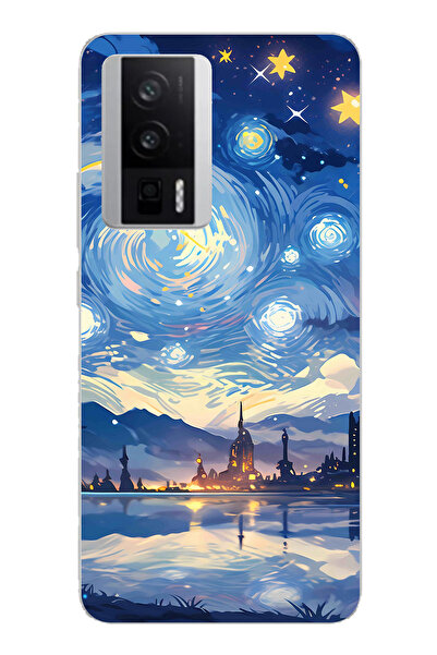 TechTree حافظة سيليكون متوافقة مع POCO F5 PRO بتصميم السماء المرصعة بالنجوم و...