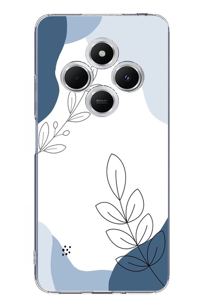 TechTree حافظة سيليكون متوافقة مع هاتف Redmi 14C ذات أشكال هادئة زرقاء وخطوط ...