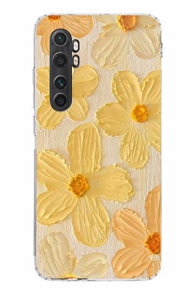 TechTree حافظة سيليكون متوافقة مع هاتف Mi Note 10 Lite بلون أصفر ديزي مطبوع