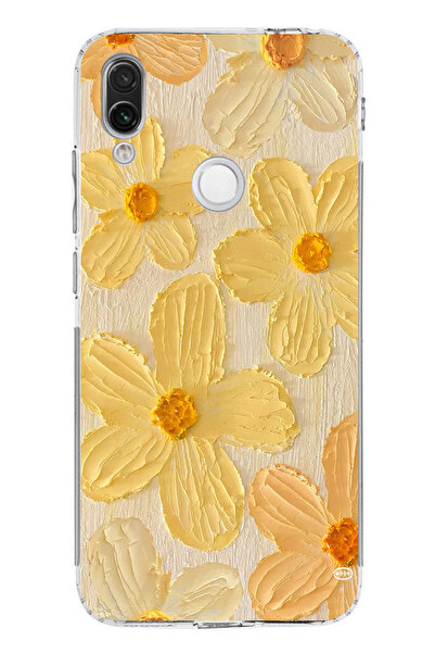 TechTree حافظة سيليكون متوافقة مع هاتف Redmi Note 7-7 PRO بلون أصفر ديزي مطبوع