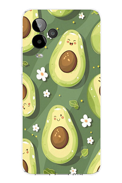 TechTree حافظة سيليكون من جينرال موبايل GM 24 PRO متوافقة مع اللون الأخضر اللطيف والأفوكادو مطبوع